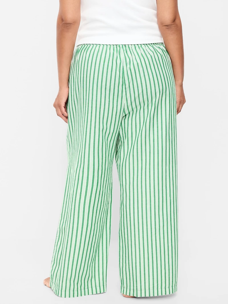 Poplin Wide-Leg Pajama Pants