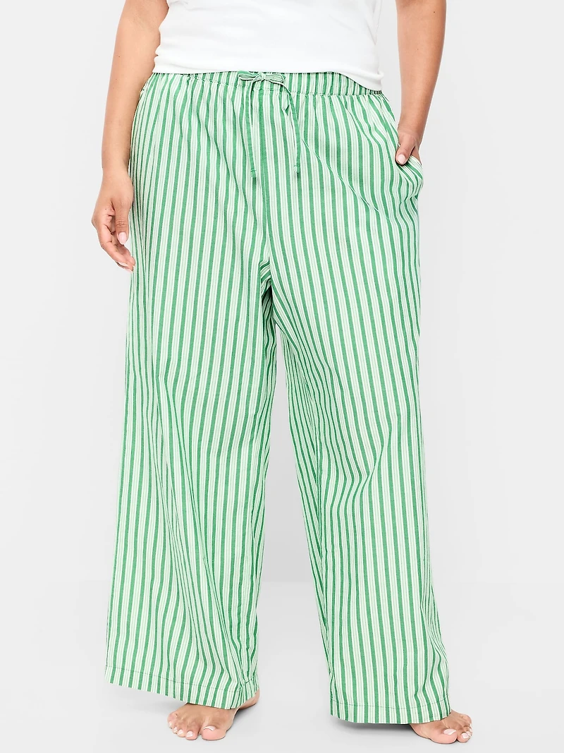 Poplin Wide-Leg Pajama Pants