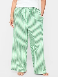 Poplin Wide-Leg Pajama Pants