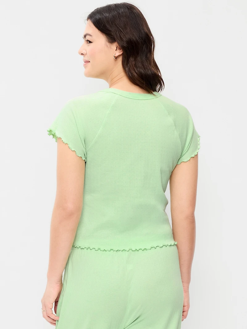 Short-Sleeve Pointelle Pajama Top