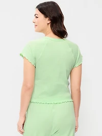 Short-Sleeve Pointelle Pajama Top
