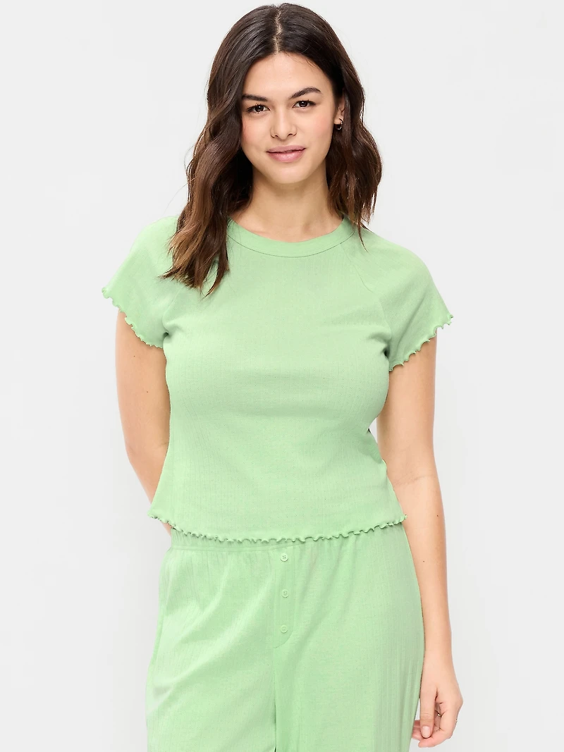 Short-Sleeve Pointelle Pajama Top