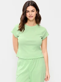 Short-Sleeve Pointelle Pajama Top
