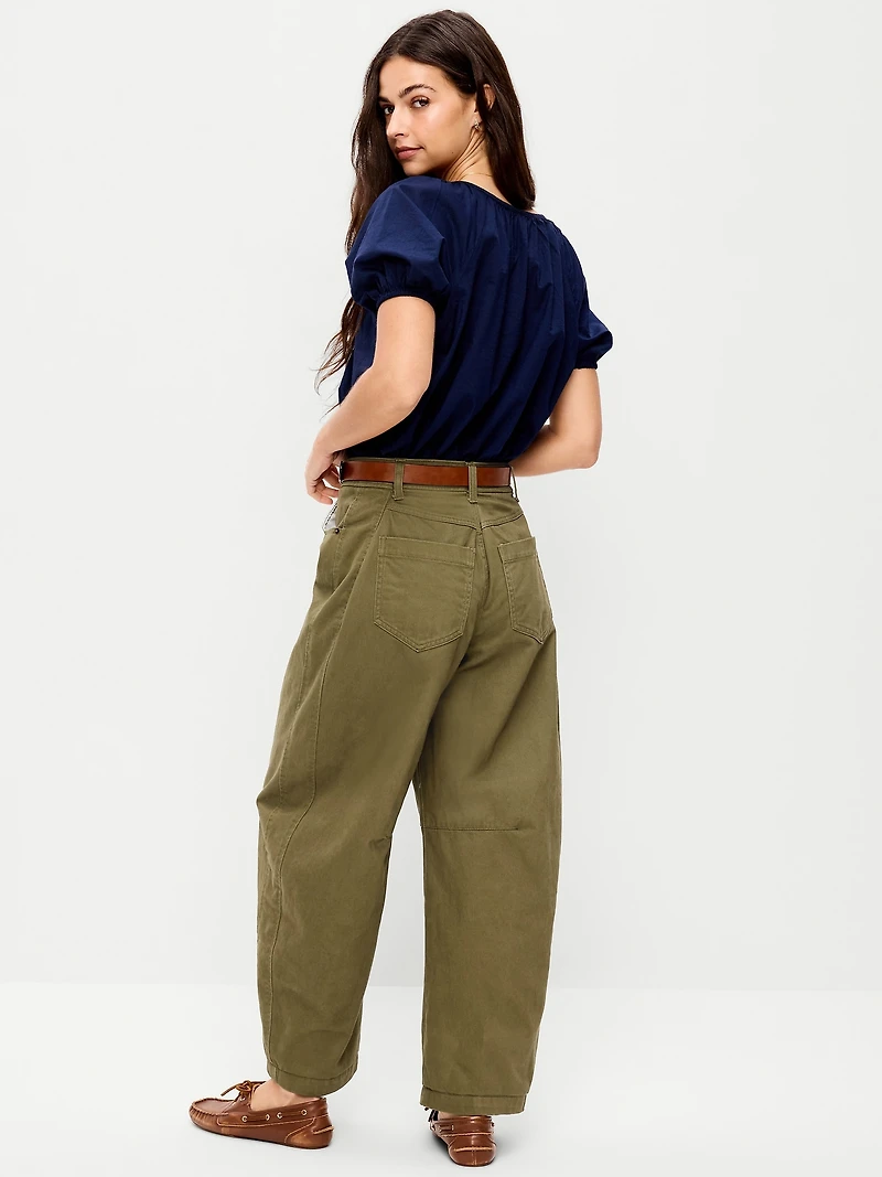Mid-Rise Barrel Chino Pants