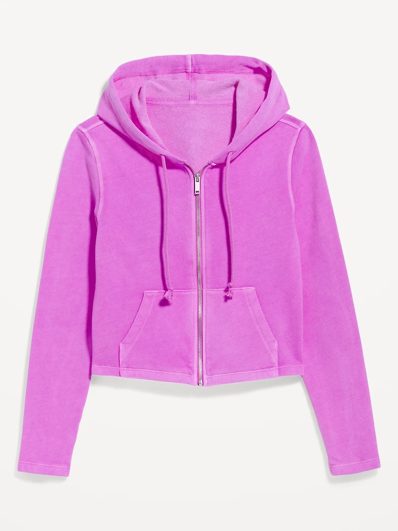 Shrunken Cropped Zip Hoodie Sweatshirt