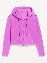 Shrunken Cropped Zip Hoodie Sweatshirt