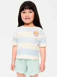Boxy Short-Sleeve Applique T-Shirt for Toddler Girls