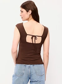Cap-Sleeve Tie-Back Top