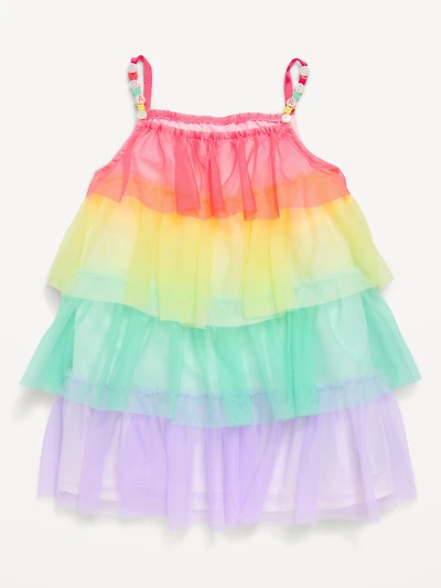 Birthday Sleeveless Tiered Tulle Dress for Toddler Girls