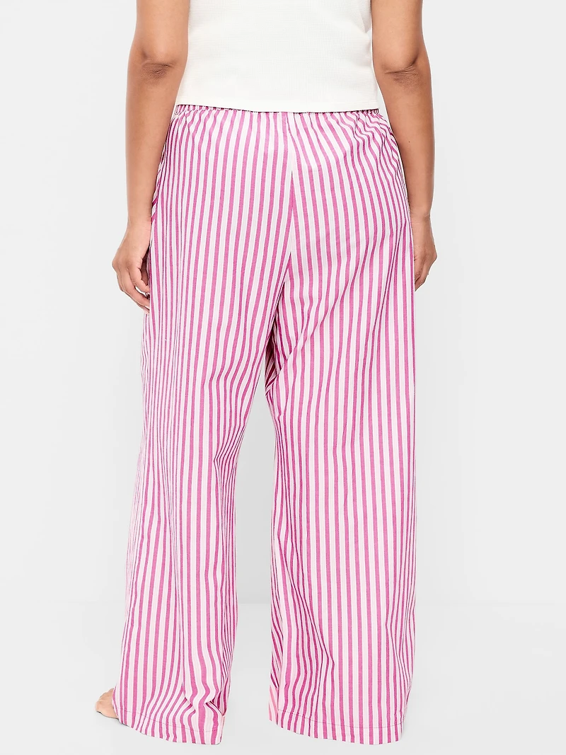 Poplin Wide-Leg Pajama Pants