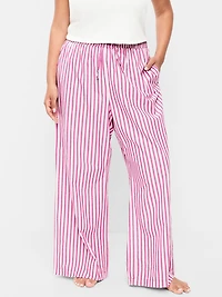 Poplin Wide-Leg Pajama Pants
