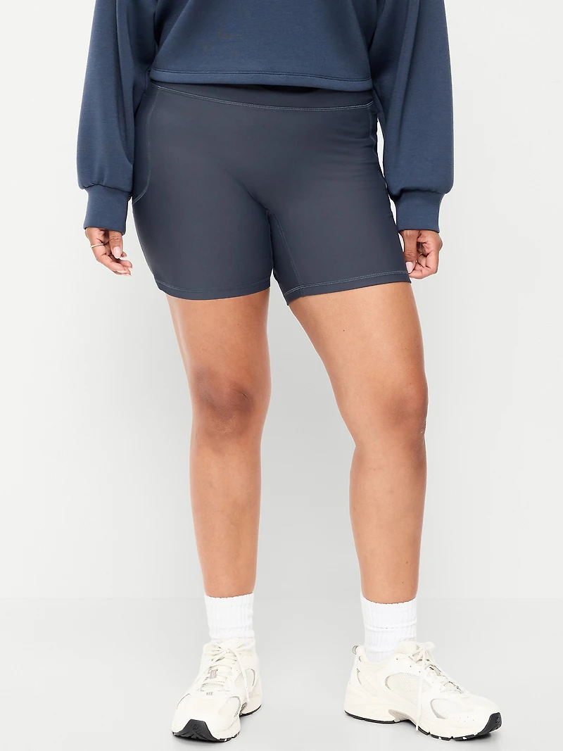 Extra-High Waisted PowerSoft Boundless Pocket Biker Shorts-- 6-inch inseam - No Front Seam