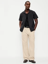 Short-Sleeve Textured Jacquard Camp Shirt