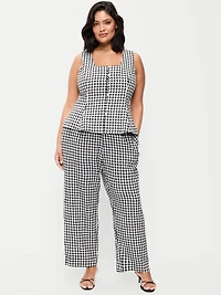 High-Waisted Linen-Blend Straight-Leg Pants