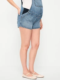 Maternity Side-Panel Jean Shortalls