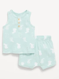 Henley Tank Top and Shorts Set for Baby
