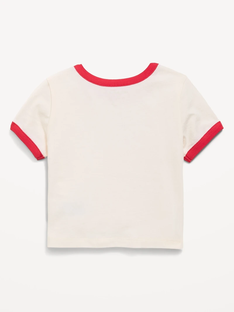 Short-Sleeve Ringer Graphic T-Shirt for Toddler Girls