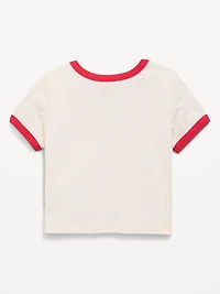 Short-Sleeve Ringer Graphic T-Shirt for Toddler Girls