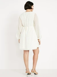 V-Neck Swiss Dot Mini Dress