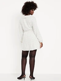 Fit & Flare Long-Sleeve Crepe Mini Dress