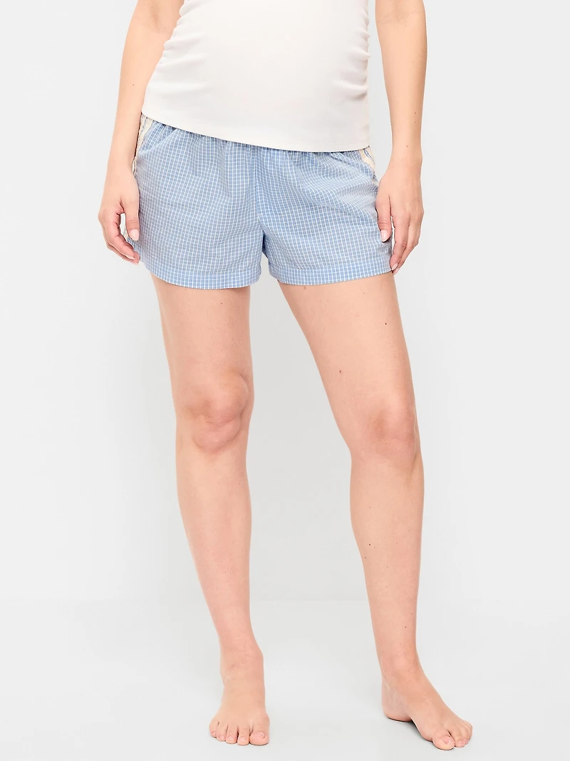 Maternity Poplin Boxer Pajama Shorts