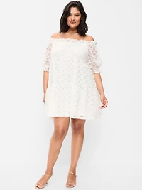 Off-The-Shoulder Lace Mini Dress