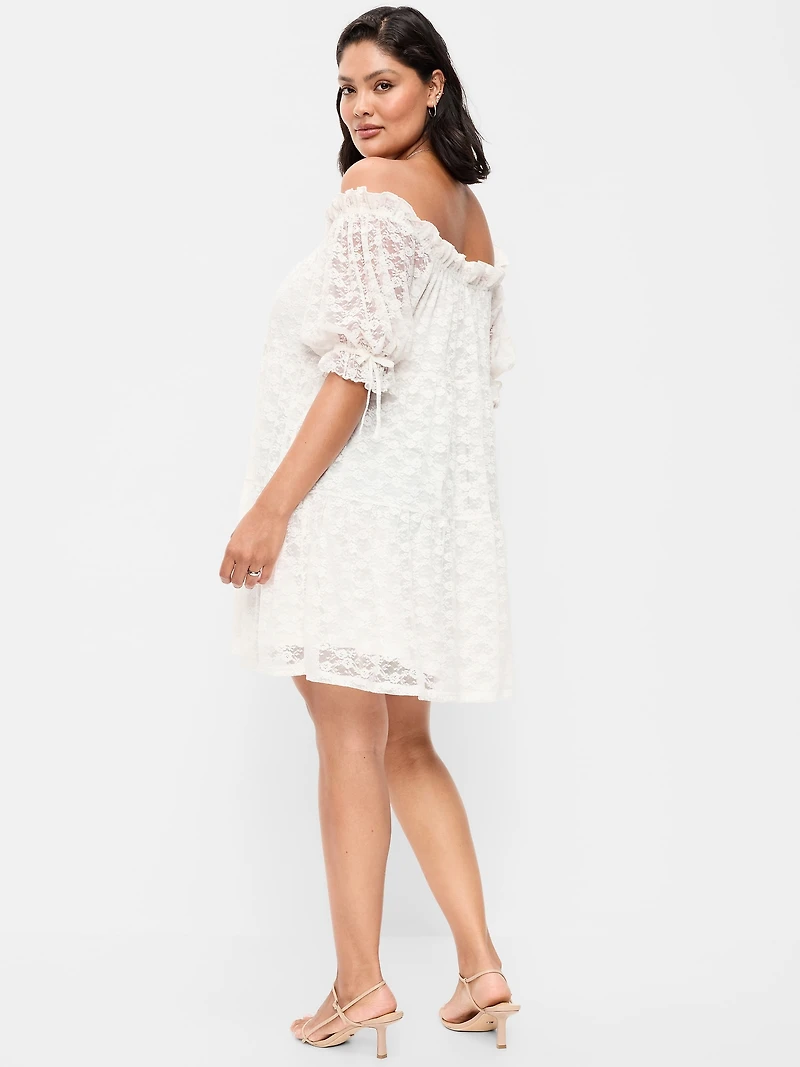 Off-The-Shoulder Lace Mini Dress