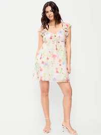 Flutter-Sleeve Fit & Flare Mini Dress