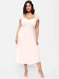 Short-Sleeve Fit & Flare Midi Dress
