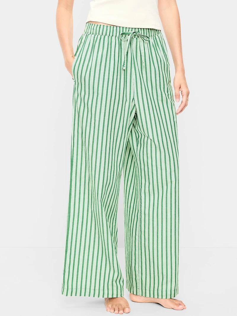 Poplin Wide-Leg Pajama Pants