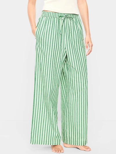 Poplin Wide-Leg Pajama Pants