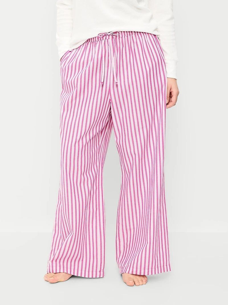 Poplin Wide-Leg Pajama Pants