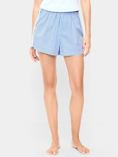 Eyelet-Trim Boxer Pajama Shorts