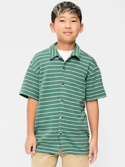 Oversized Short-Sleeve Sweater-Knit Shirt for Boys