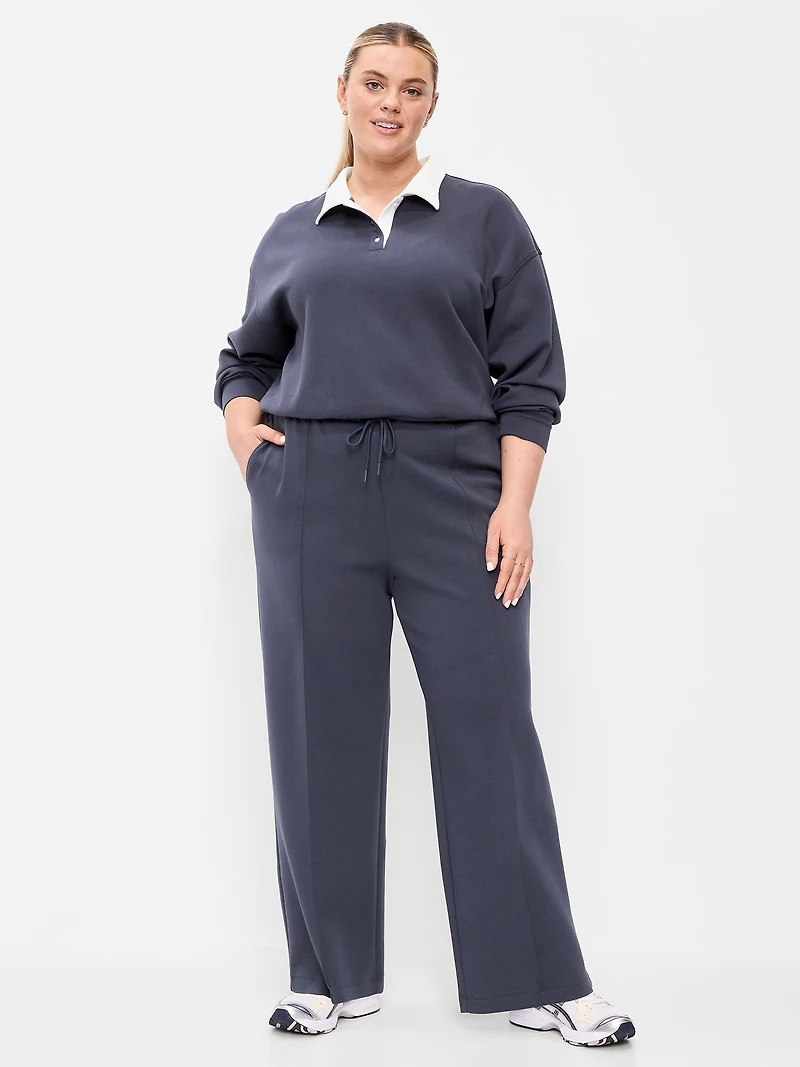 High-Waisted Dynamic Fleece Textured Wide-Leg Sweatpants