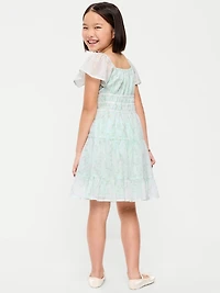 Fit and Flare Crinkle Gauze Tiered Dress for Girls