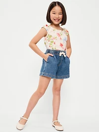 High-Waisted Pull-On Jean Shorts for Girls