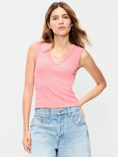 Snug Crop V-Neck Tank Top