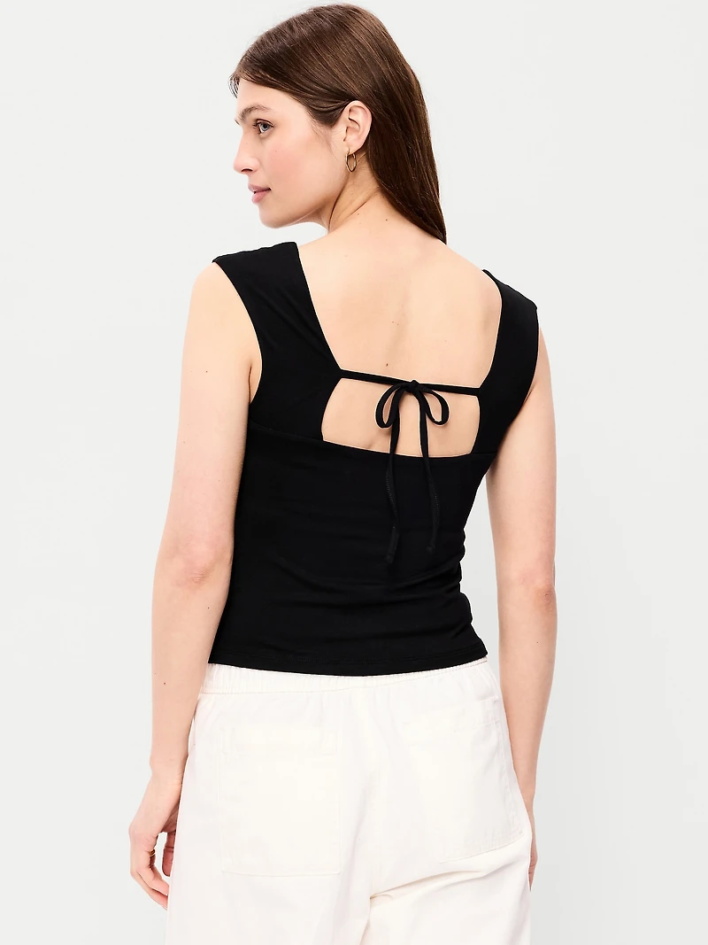 Cap-Sleeve Tie-Back Top