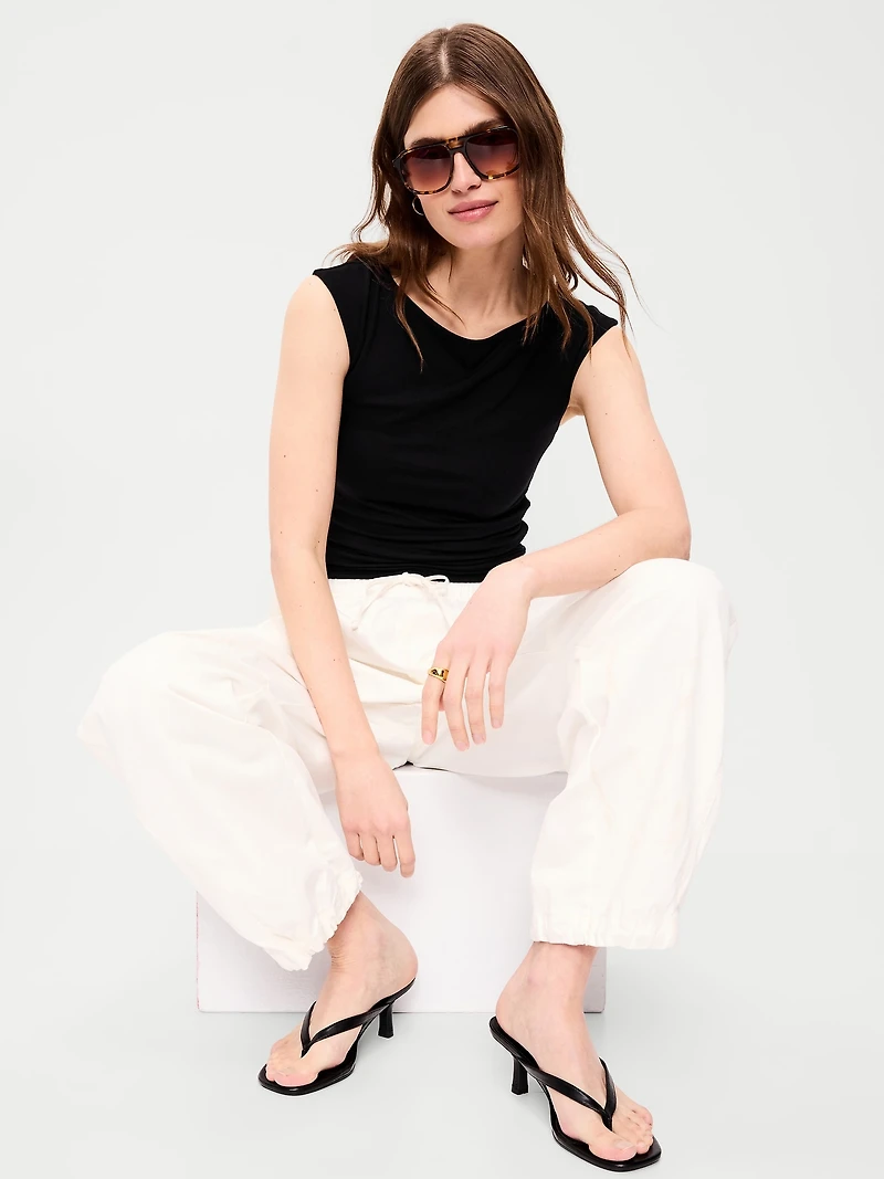 Cap-Sleeve Tie-Back Top