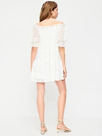 Off-The-Shoulder Lace Mini Dress