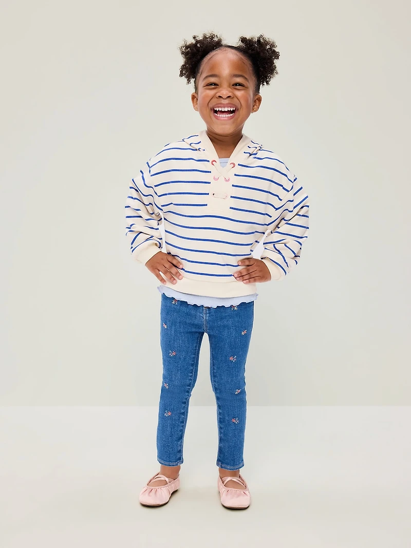 High-Waisted Embroidered Rockstar 360° Stretch Jeggings for Toddler Girls