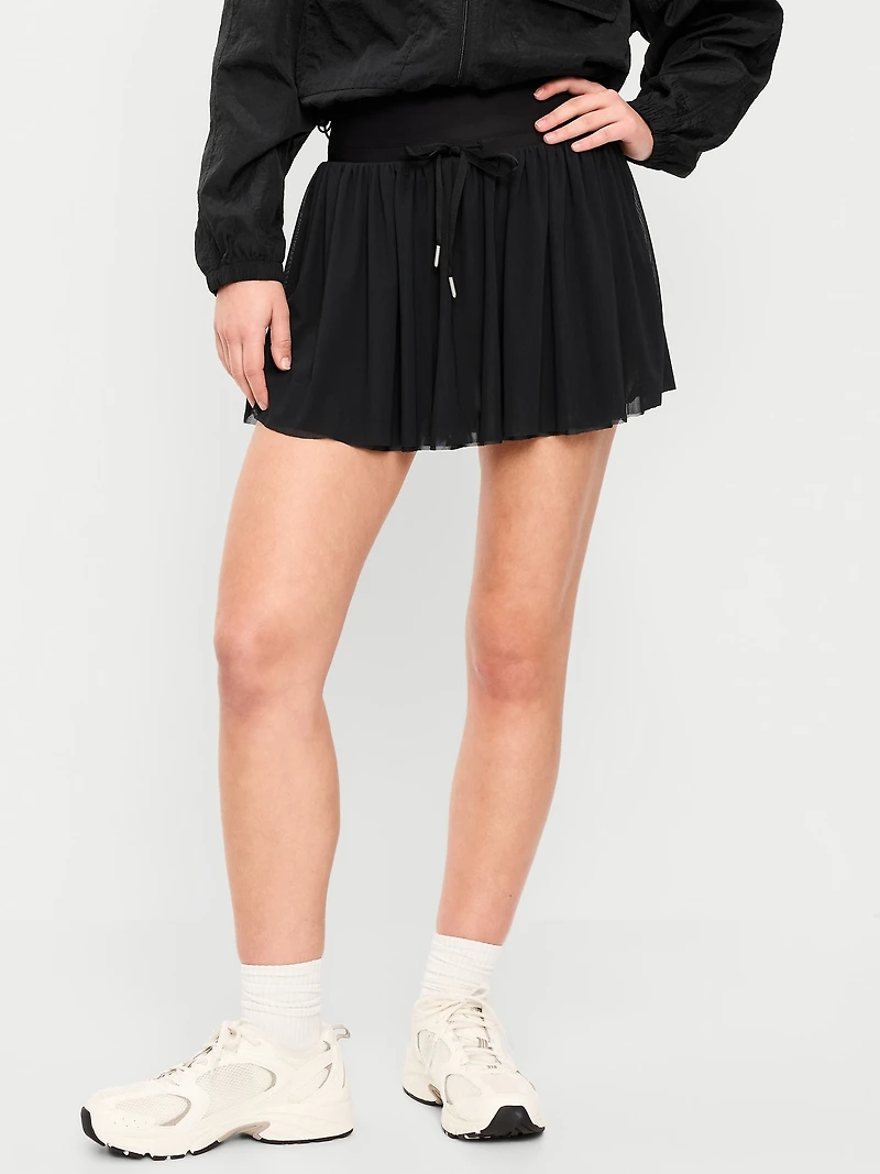High-Waisted Mesh Skort