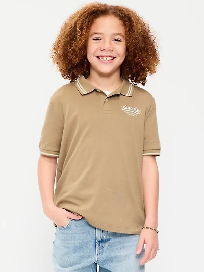 Short-Sleeve Pique Graphic Polo Shirt for Boys