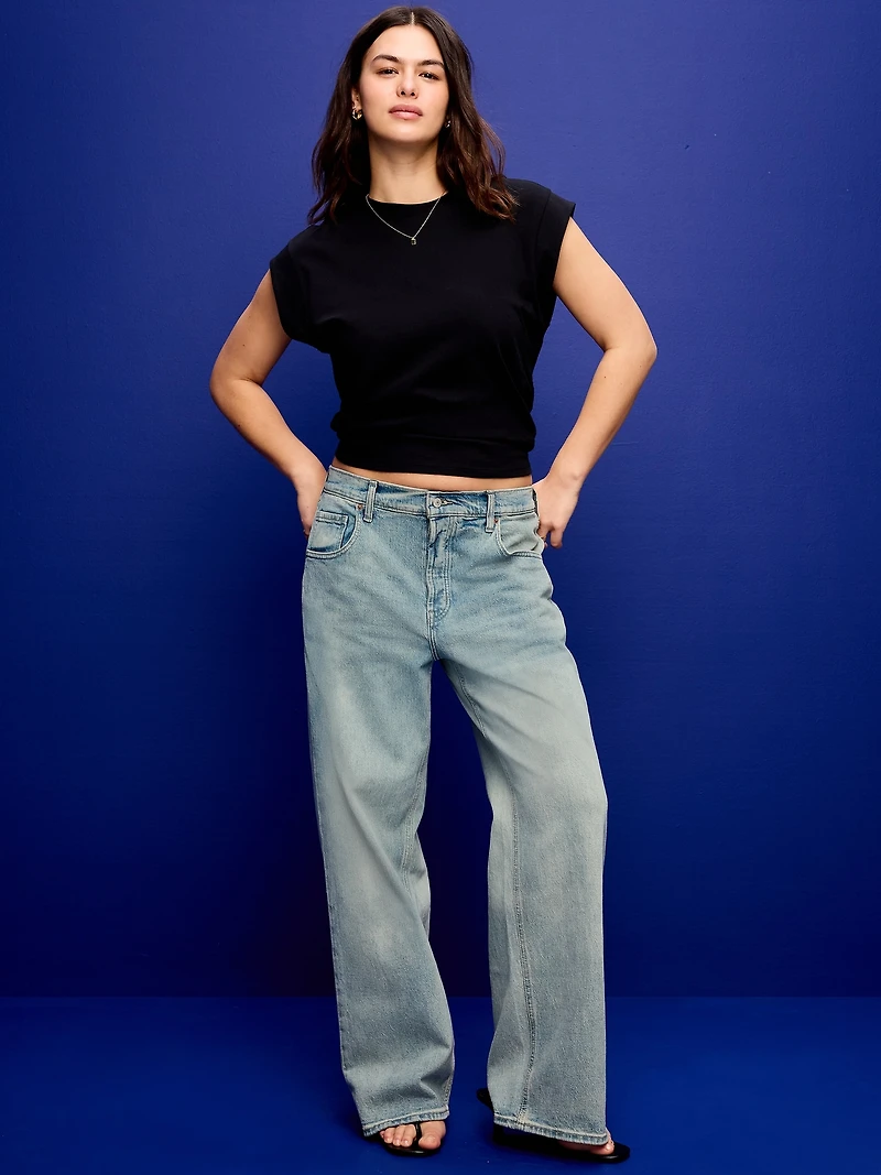 Mid-Rise Slouchy Wide-Leg Jeans