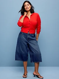 Mid-Rise Baggy Cropped Jeans