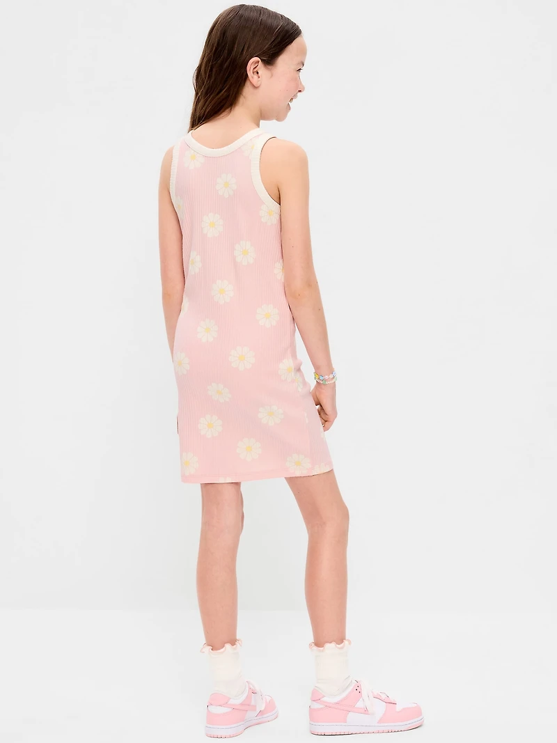Printed Ribbed Tank Dress for Girls