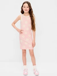 Printed Ribbed Tank Dress for Girls