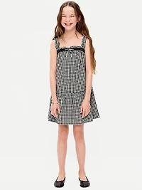 Printed Sleeveless Ruffled Swing Dress for Girls