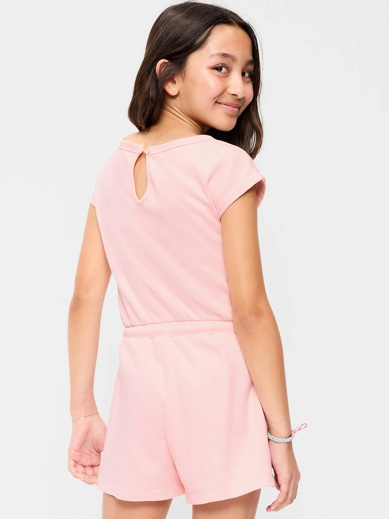 Short-Sleeve French Terry Utility Romper for Girls